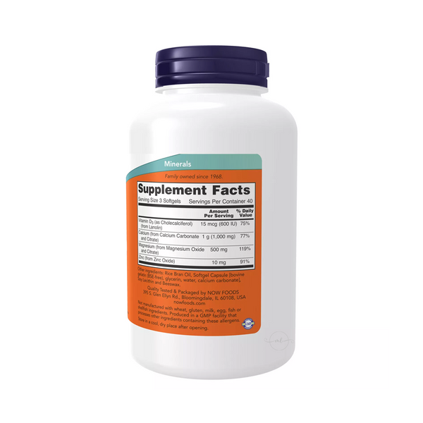 Now Foods Calcium & Magnesium + VITAMIN D3 + ZINC 120 gel capsules