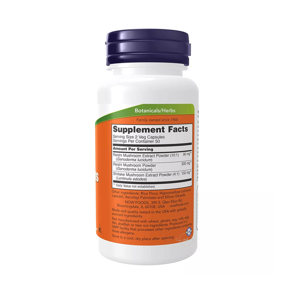 Now Foods Reishi and Shiitake mushroom extracts 270 mg / 100 vegetarian capsules