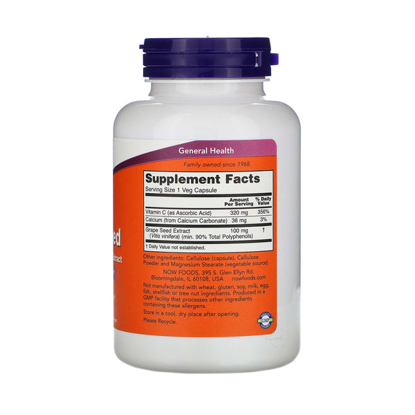 NOW Foods Grape Seed Standardized Extract - 100mg  - 200 vcaps