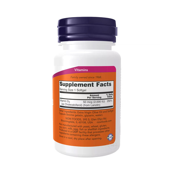 NOW Foods Vitamin D-3 - 2000 IU  - 30 softgels