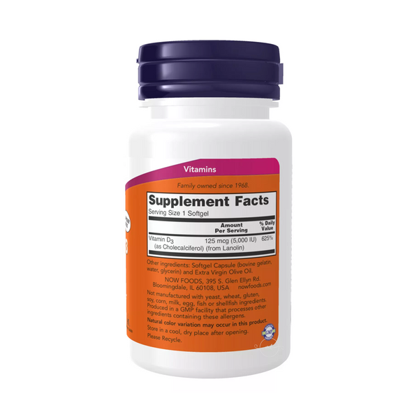 Now Foods VITAMIN D3 5000 IU / 240 soft capsules