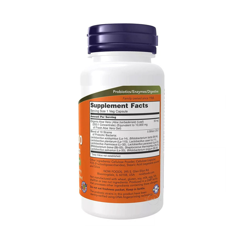 NOW Foods Aloe 10,000 & Probiotics  - 60 vcaps