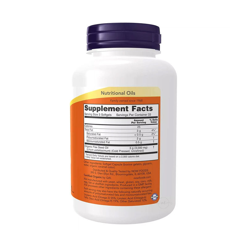 NOW Foods Flax Oil - 1000mg  - 100 softgels