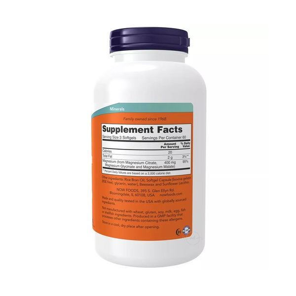 Now Foods Magnesium Citrate, 180 gel capsules