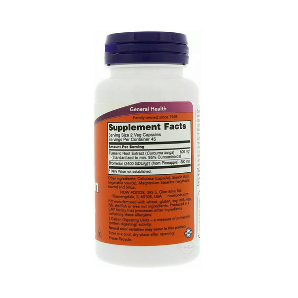 NOW Foods Turmeric & Bromelain  - 90 vcaps