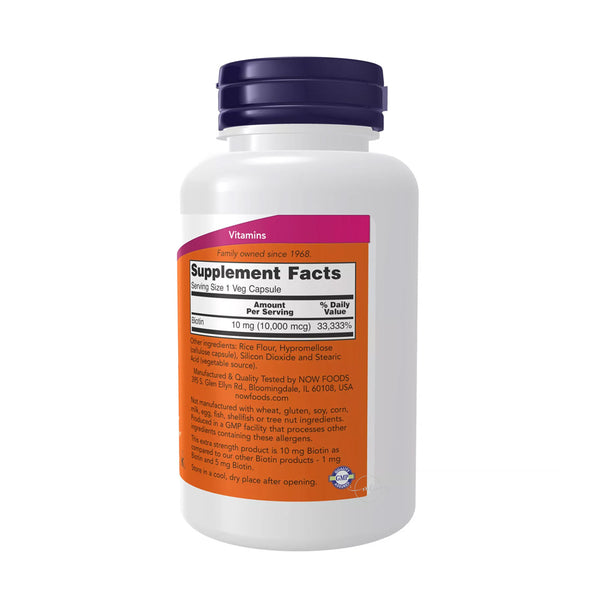 NOW Foods Biotin - 10mg Extra Strength  - 120 vcaps