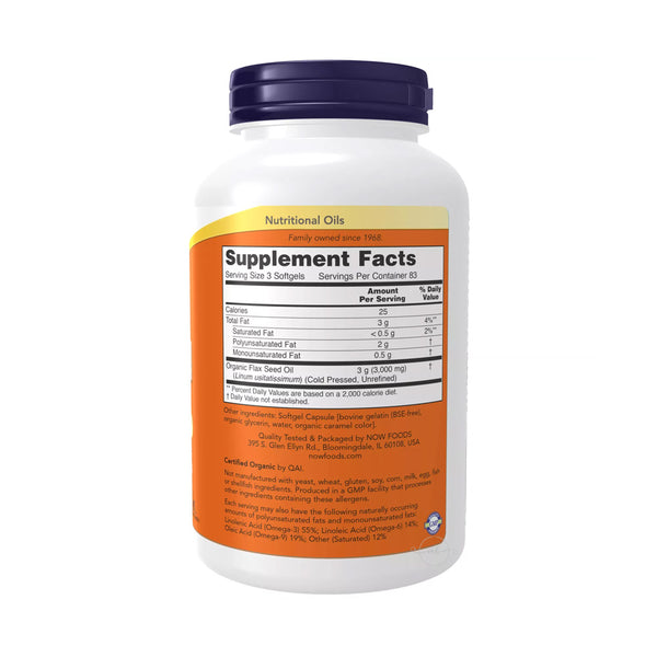 NOW Foods Flax Oil - 1000mg  - 250 softgels