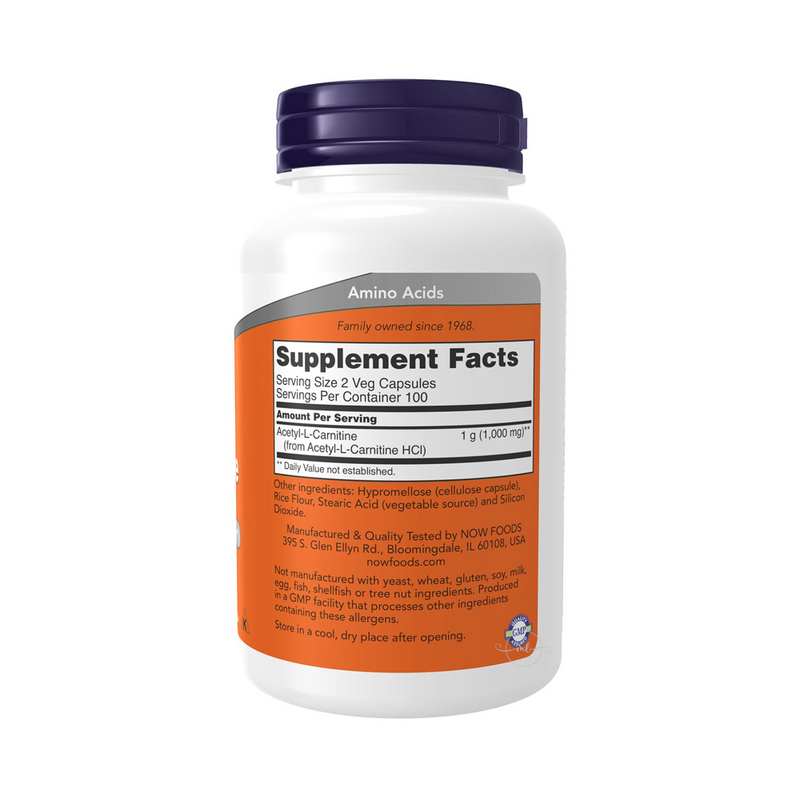 Now Foods Acetyl-L-Carnitine 500 mg / 200 vegetarian capsules