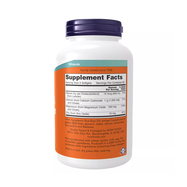 Now Foods Calcium & Magnesium + VITAMIN D3 + ZINC 240 gel capsules