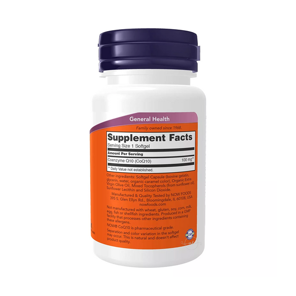 Now Foods Coenzyme Q10 100 mg + Vitamin E 50 gel capsules