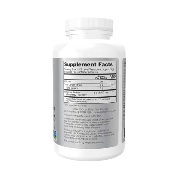 Now Foods D-Ribose powder 227 grams / 5000 mg