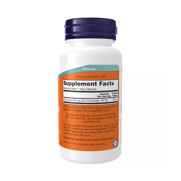 Now Foods Zinc Picolinate 50 mg, 120 vegetarian capsules