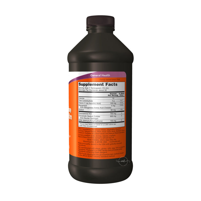 NOW Foods Glucosamine & Chondroitin with MSM Liquid  - 473ml.