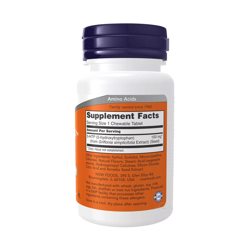 NOW Foods 5-HTP - 100mg (Chewable)  - 90 chewables