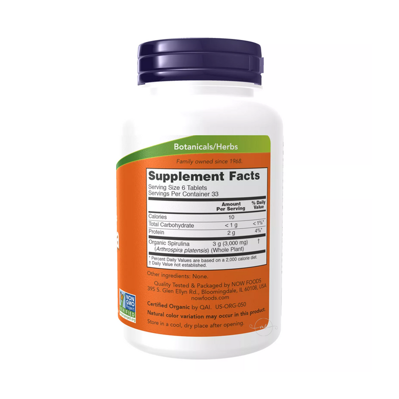 Now Foods Spirulina 500 mg – 200 tablets CERTIFIED ORGANIC