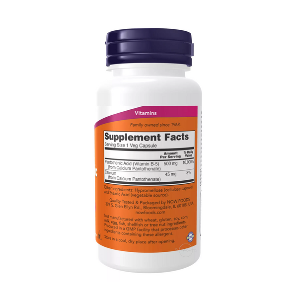 Now Foods Pantothenic Acid VITAMIN B5 500 mg – 100 vege capsules