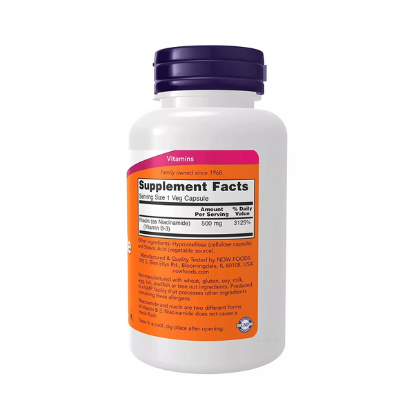 Now Foods Niacinamide 500 mg Vitamin B-3, 100 capsules