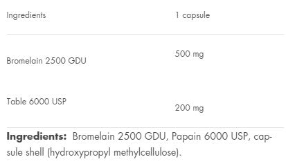 Aliness Bromelaina 500mg Papaina 200 mg x 100 VEGE capsules