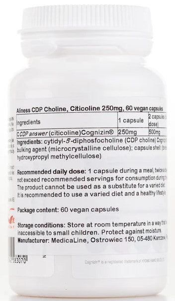 Aliness CDP Choline (Citicoline) 250 mg 60 capsules