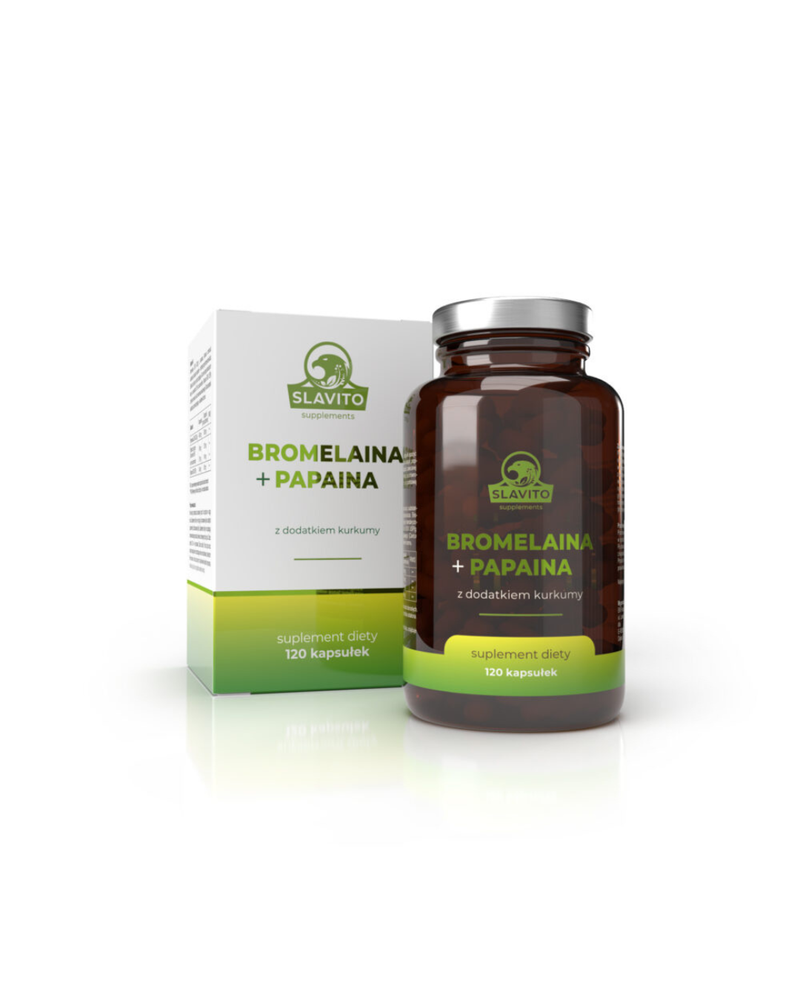 Slavito Bromelain + Papain with added turmeric, 120 capsules - recommended by Dr H. Czerniak