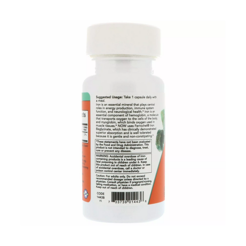 Now Foods  Iron Chelate 18 mg / 120 vege capsules