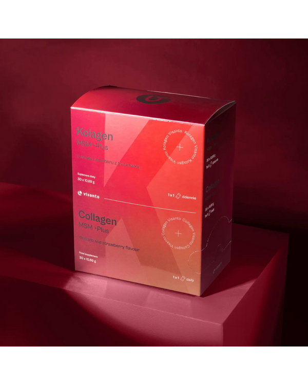 VISANTO New COLLAGEN MSM +PLUS rhubarb and strawberry, 30 x 10,69 g powder sachets - J. ZIEBA