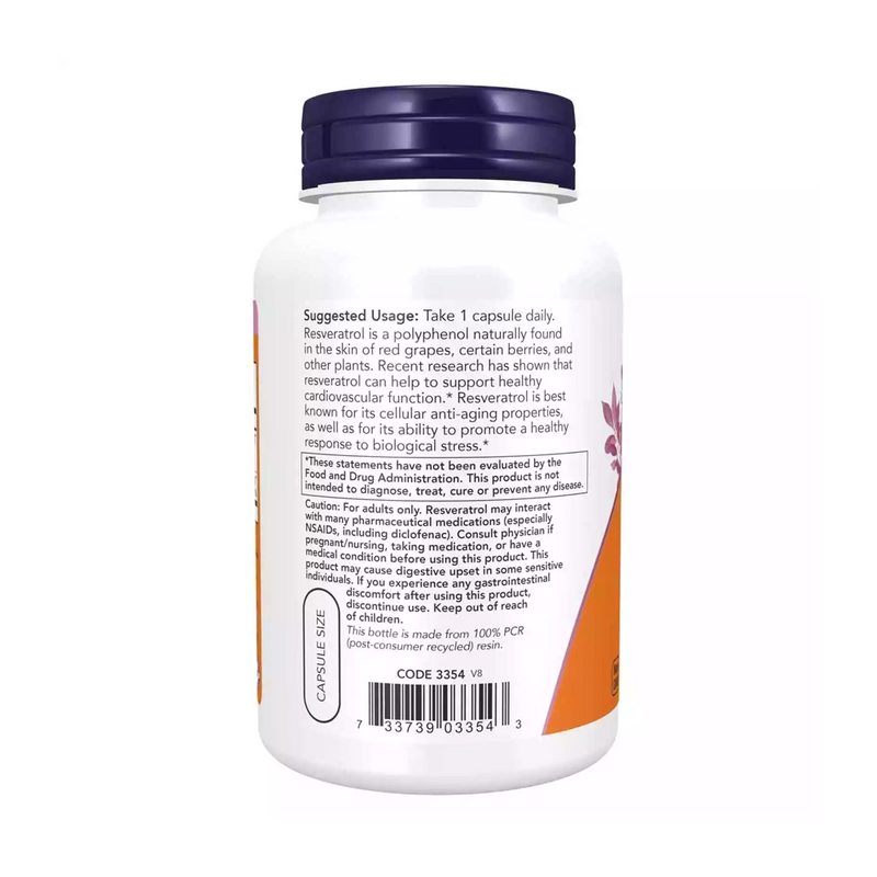 Now Foods Natural Resveratrol 200 mg / 120 vegan capsules
