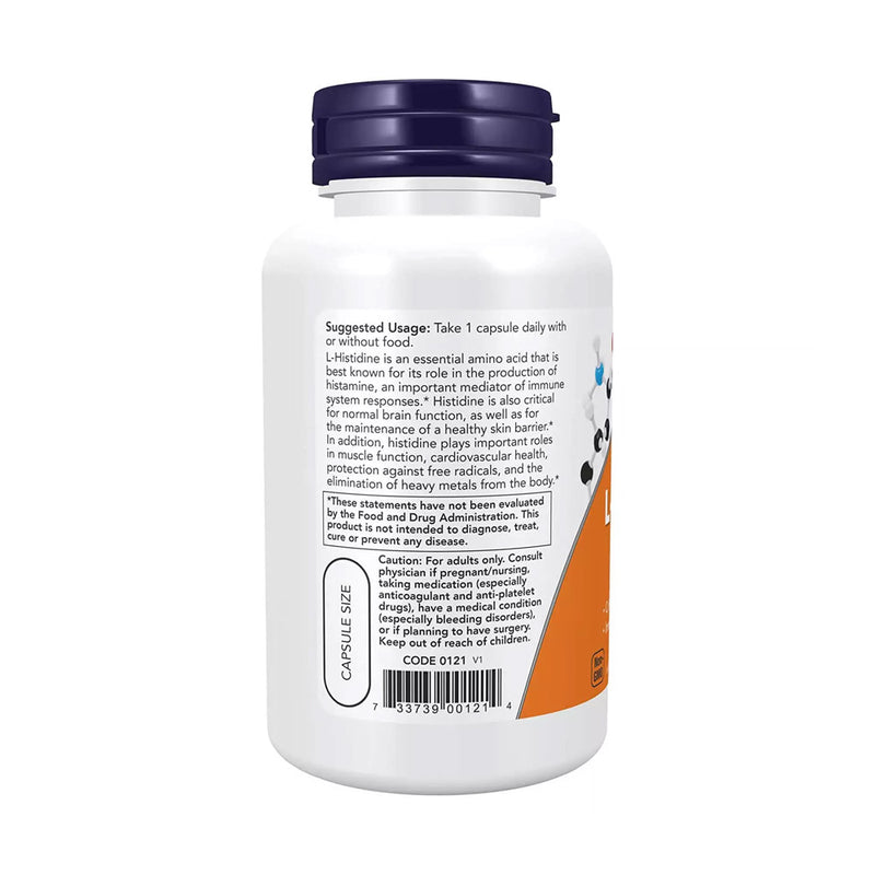 NOW Foods L-Histidine, 600mg  - 60 vcaps