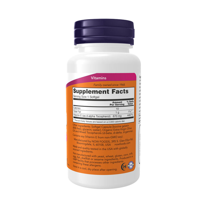 NOW Foods Vitamin E-1000 - Natural (Mixed Tocopherols)  - 50 softgels