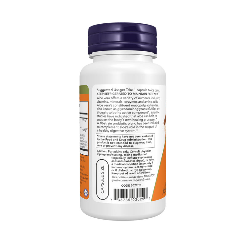 NOW Foods Aloe 10,000 & Probiotics  - 60 vcaps
