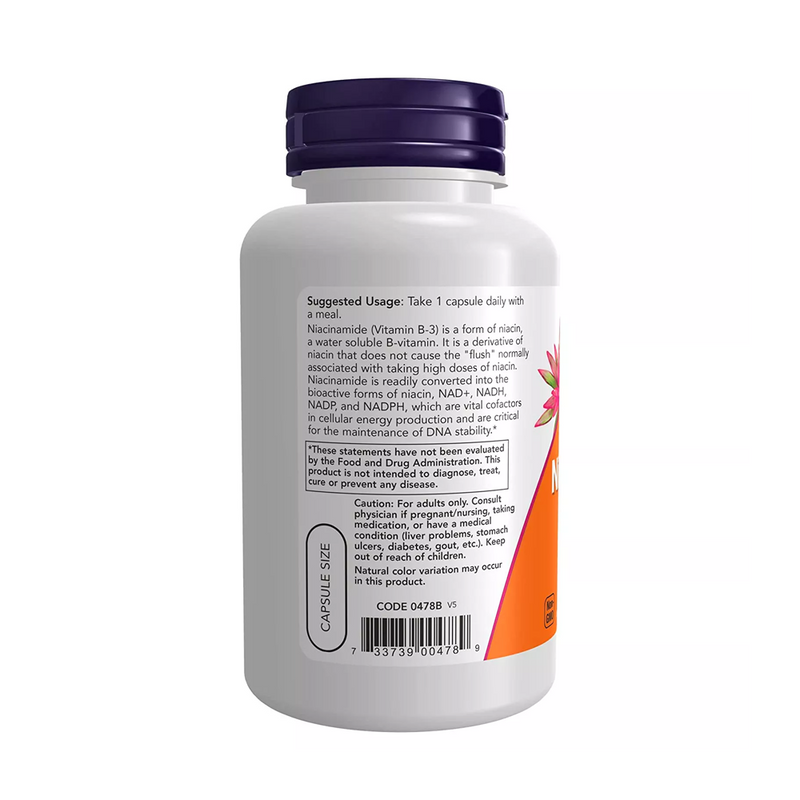 Now Foods Niacinamide 500 mg Vitamin B-3, 100 capsules