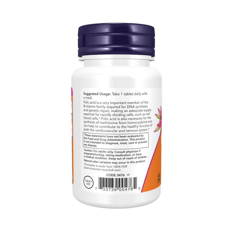 NOW Foods Folic Acid with Vitamin B12, 800mcg  - 250 tablets