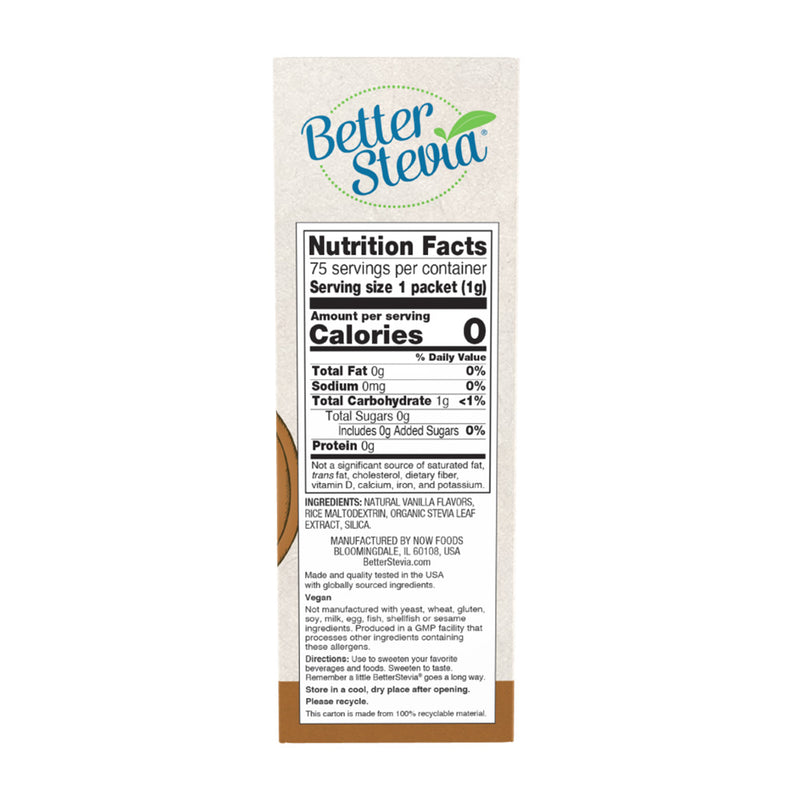 NOW Foods Better Stevia Packets - French Vanilla  - 75 packets