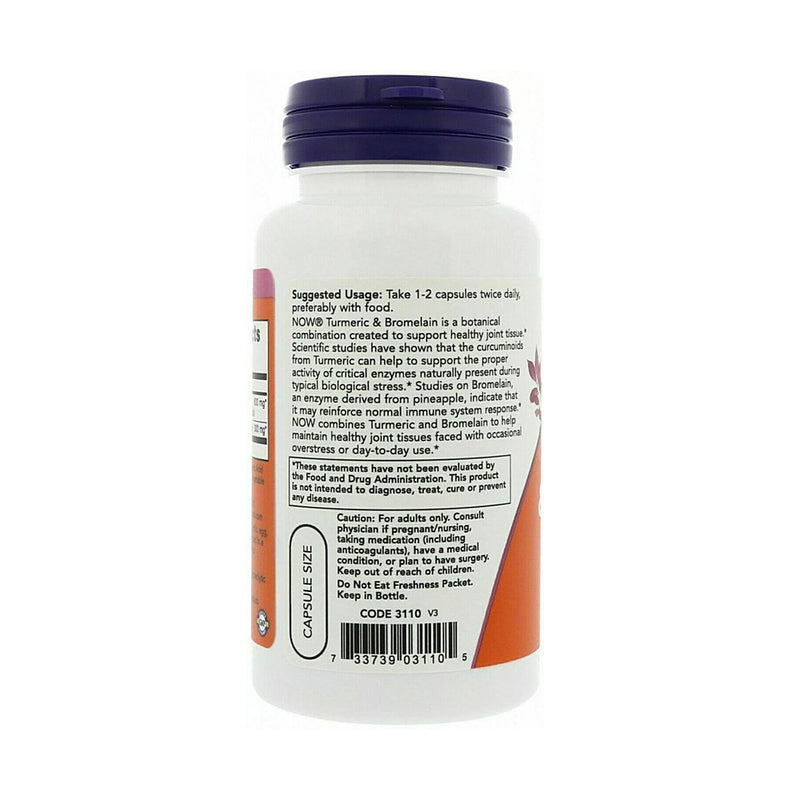 NOW Foods Turmeric & Bromelain  - 90 vcaps