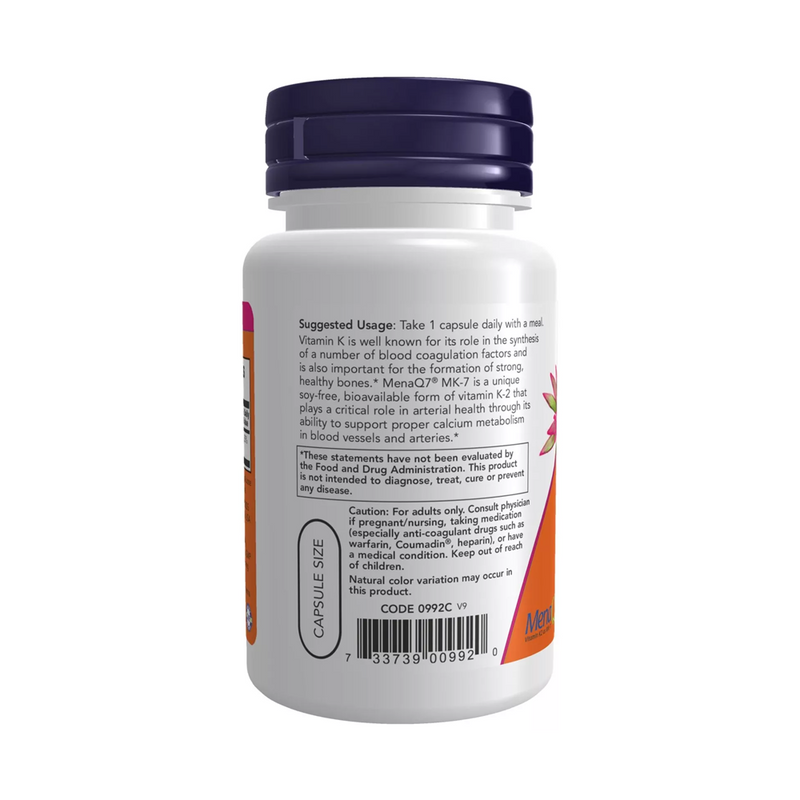 Now Foods Vitamin K2 MK-7 100 mcg / 60 capsules