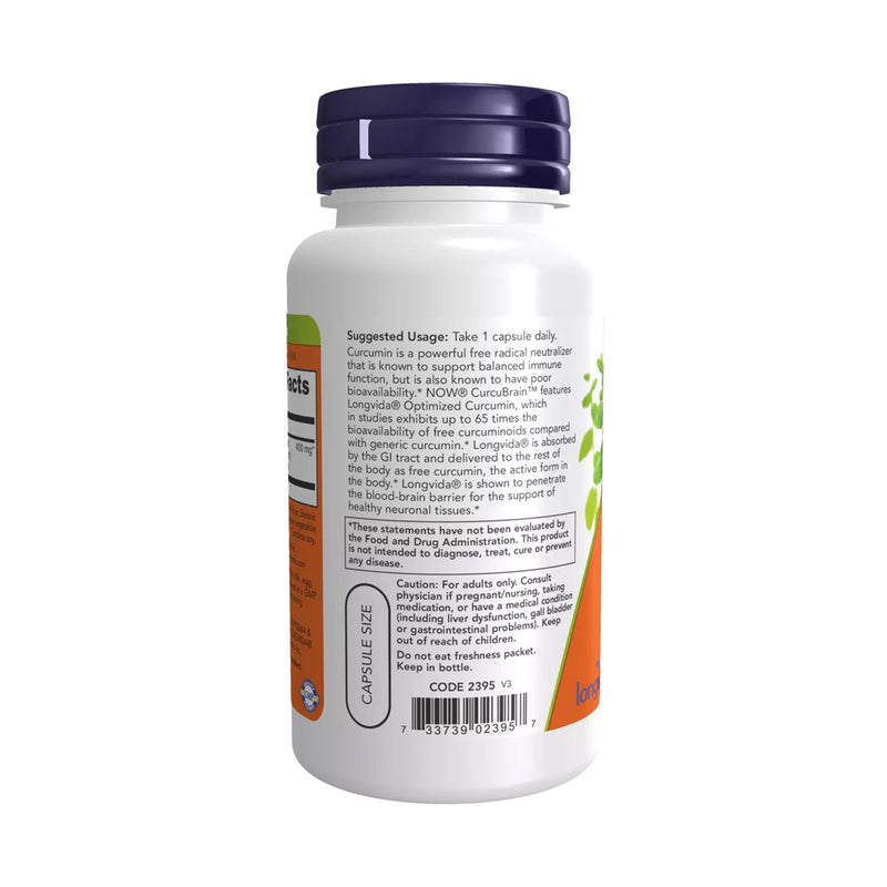 NOW Foods CurcuBrain, 400mg  - 50 vcaps