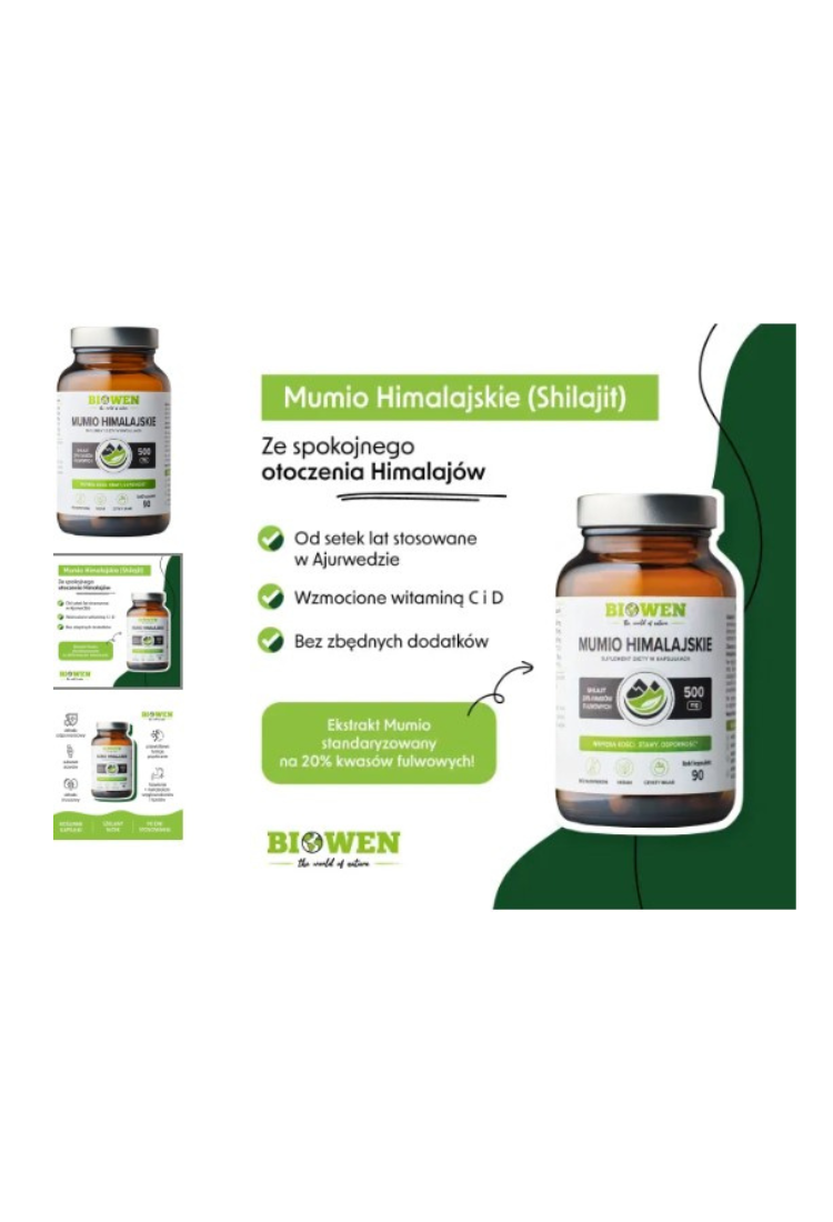 Biowen MUMIO HIMALAYAN SHILAJIT + Vitamin C D3 STRESS ENERGY IMMUNITY, 90 capsules