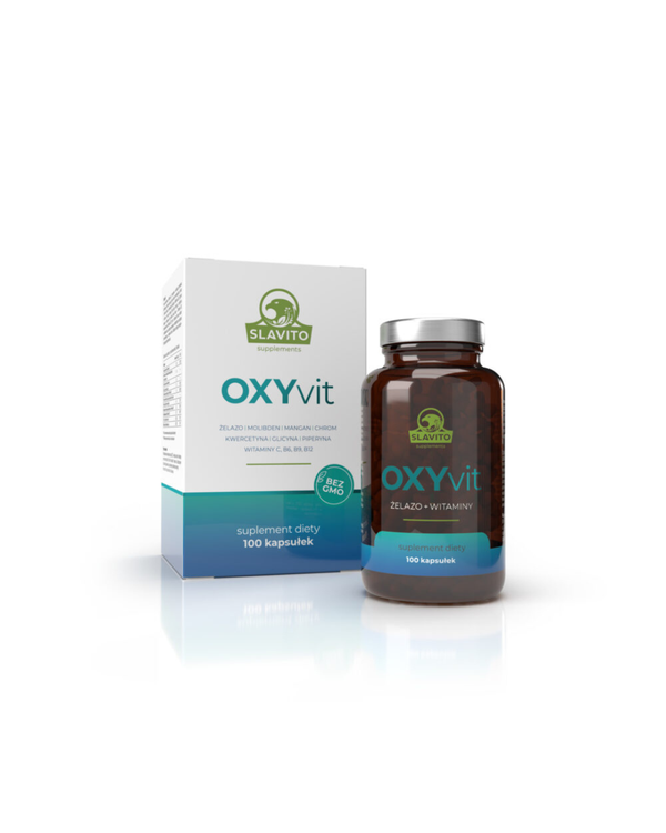 Slavito OXYvit | żelazo | molibden | Mangan | chrom | Kwercetyna | glicyna | Piperyna | Witaminy C, B6, B9, B12 - zalecane przez dr H. Czerniaka