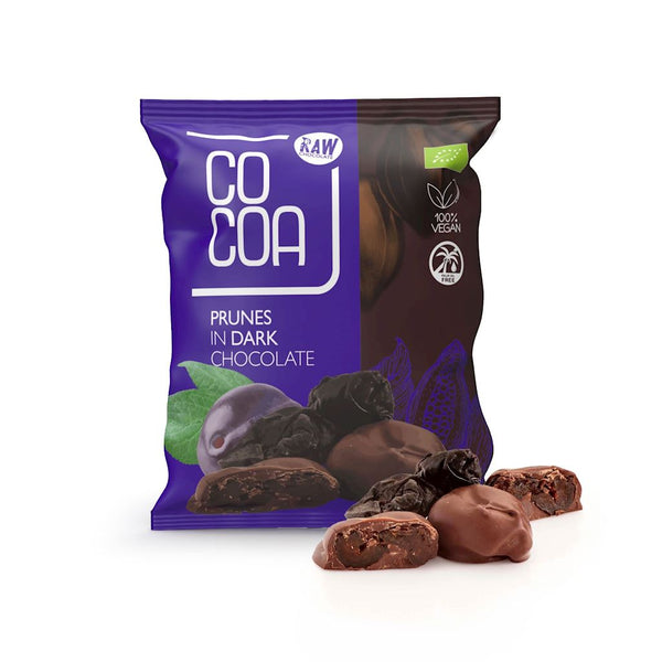 COCOA CALIFORNIA PLUMS IN DARK CHOCOLATE ORGANIC 70 g