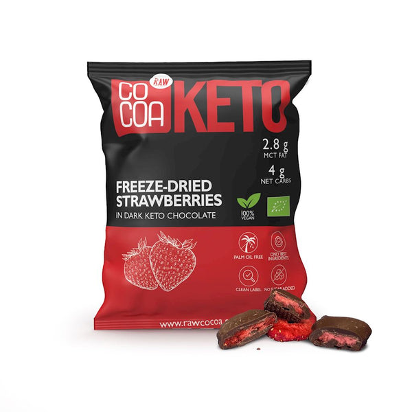 COCOA STRAWBERRIES IN DARK CHOCOLATE WITHOUT ADDED SUGAR KETO BIO 40 g