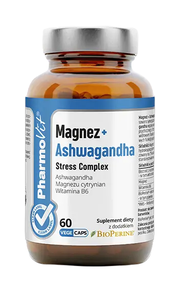PHARMOVIT MAGNESIUM + ASHWAGANDHA STRESS COMPLEX GLUTEN-FREE 60 CAPSULES