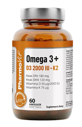PHARMOVIT OMEGA 3 + VITAMINS D3 + K2 GLUTEN-FREE 60 CAPSULES