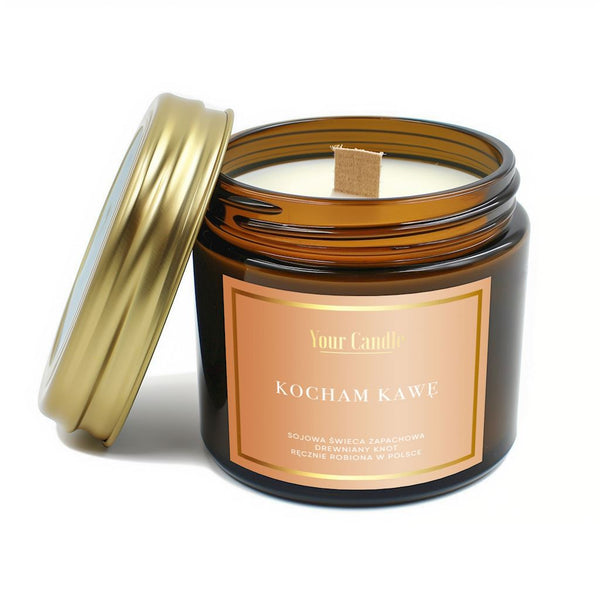 YOUR CANDLE SCENTED SOY CANDLE WITH WOODEN WICK I LOVE COFFEE 120 ml