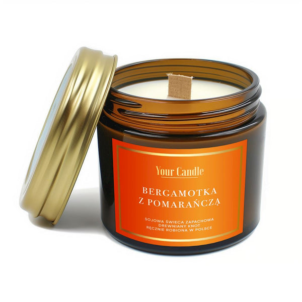 YOUR CANDLE SCENTED SOY CANDLE WITH WOODEN WICK BERGAMOT AND ORANGE 120 ml - Your CANDLE