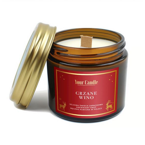 YOUR CANDLE SCENTED SOY CANDLE WITH WOODEN WICK MULLED WINE 120 ml - Your CANDLE (SEASONAL PRODUCT)