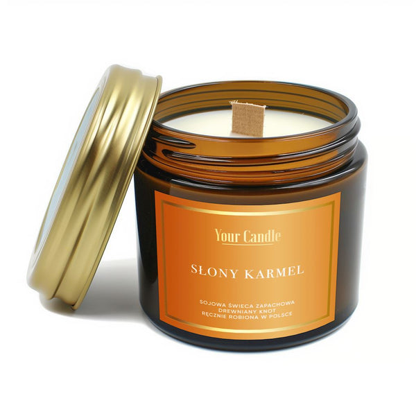 YOUR CANDLE SCENTED SOY CANDLE WITH A WOODEN WICK, SALTED CARAMEL 120 ml