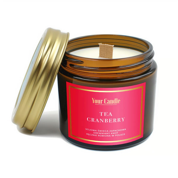 YOUR CANDLE SCENTED SOY CANDLE WITH WOODEN WICK TEA CRANBERRY 120 ml