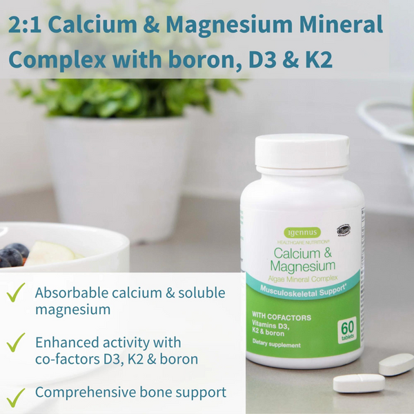Igennus Calcium & Magnesium Algae Mineral Complex, 60 capsules