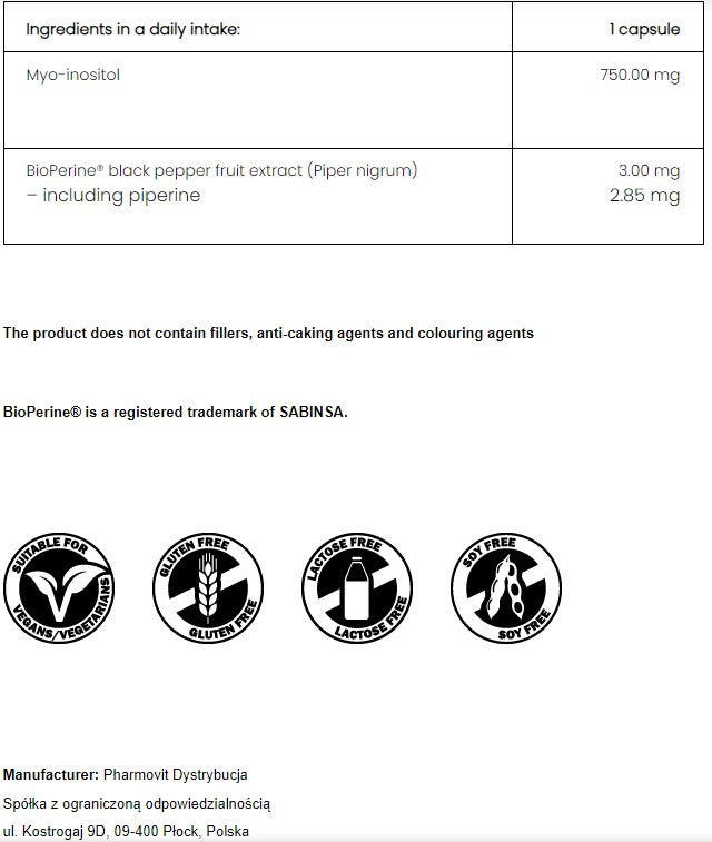 PharmoVit Inositol Max - Myo-inositol 750 mg / 60 capsules