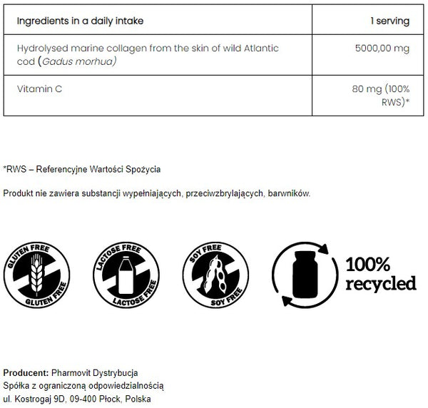 PharmoVit Natural collagen from wild cod + Vitamin C in powder